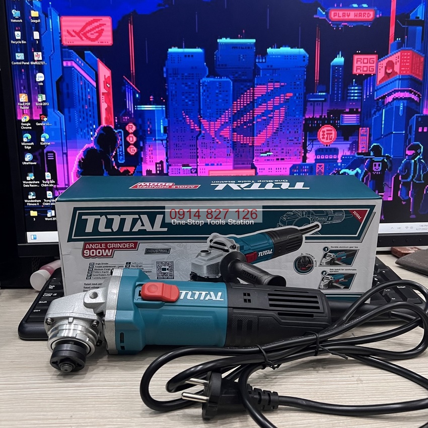 Máy mài cắt góc có điều tốc 900W TOTAL TG109100565, đía phi 100mm, tốc độ 12000 v/p