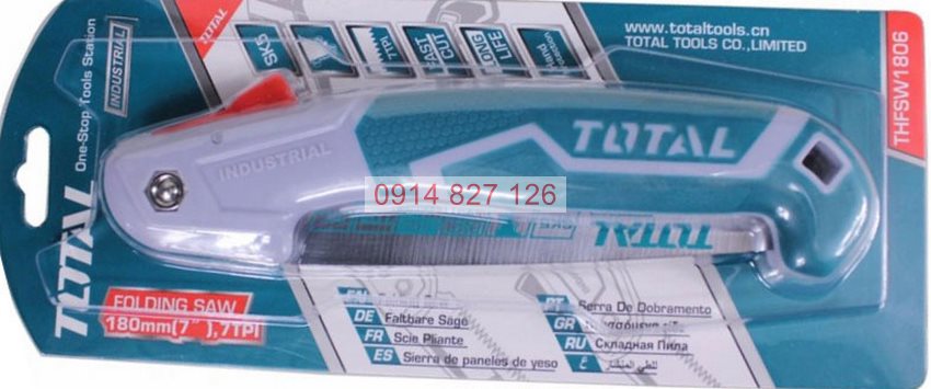 Cưa cành cầm tay dạng xếp TOTAL THFSW1806 7inch, sắc bén, lưỡi cưa SK5, chống cong gãy