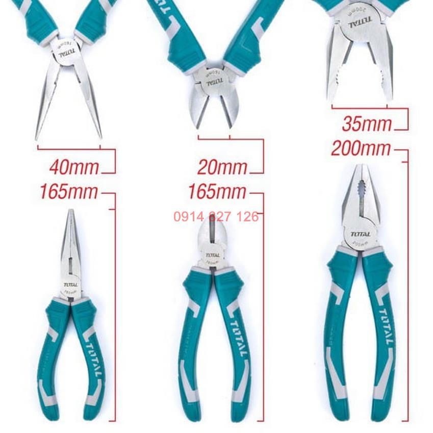 Bộ 3 kềm đa năng TOTAL THT1K0301 Kìm cắt kềm răng điện kềm mũi nhọn thép crv