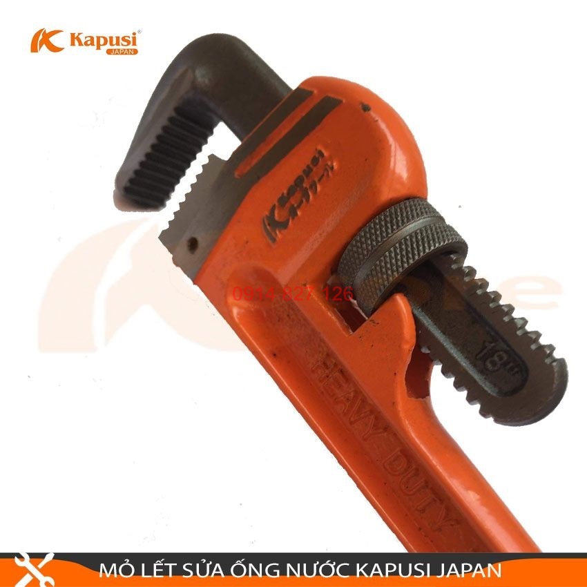 Mỏ lết răng sửa ông nước Kapusi, cỡ từ 12-14-18-24inch, thép CR-V, BH 12 tháng, Kìm nước cao cấp diy-vietnam