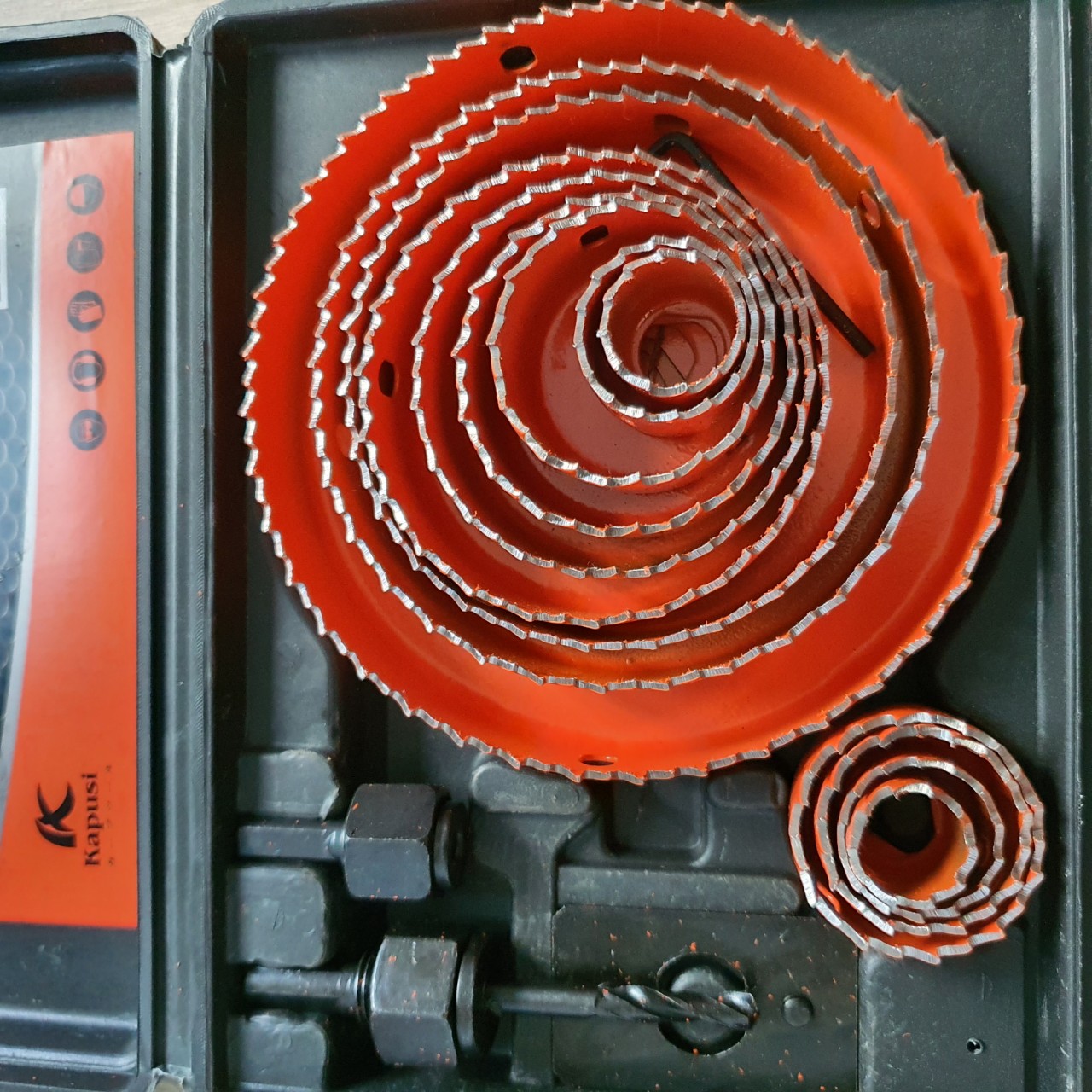 Bộ mũi khoan khoét lỗ thạch cao, lỗ gỗ hãng Kapusi 8chi tiết (K-3681) và 16chi tiết (K-3683)