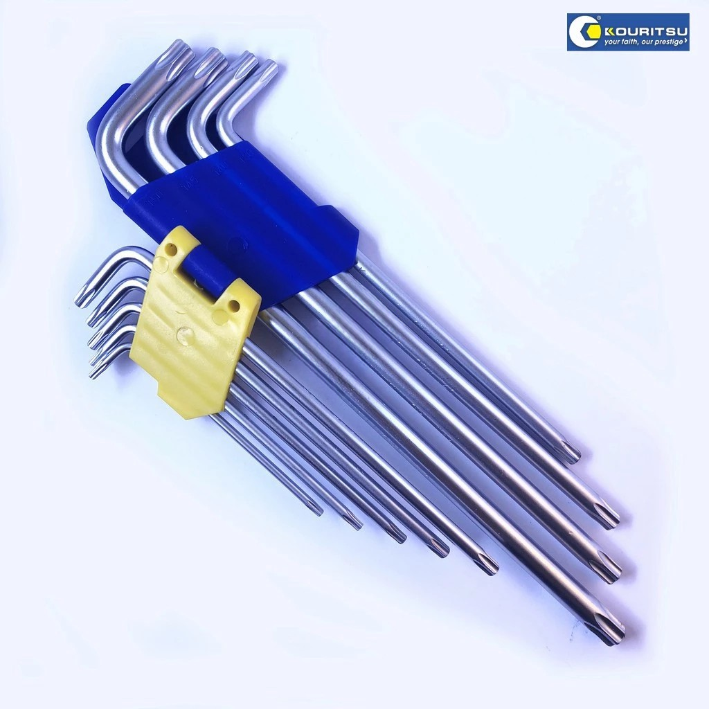 Bộ Lục Giác Hoa Thị 9 Cây Có Lỗ KOURITSU T04306 Thép CRV Cao Cấp T10 Đến T50, Bảo Hành 12 Tháng