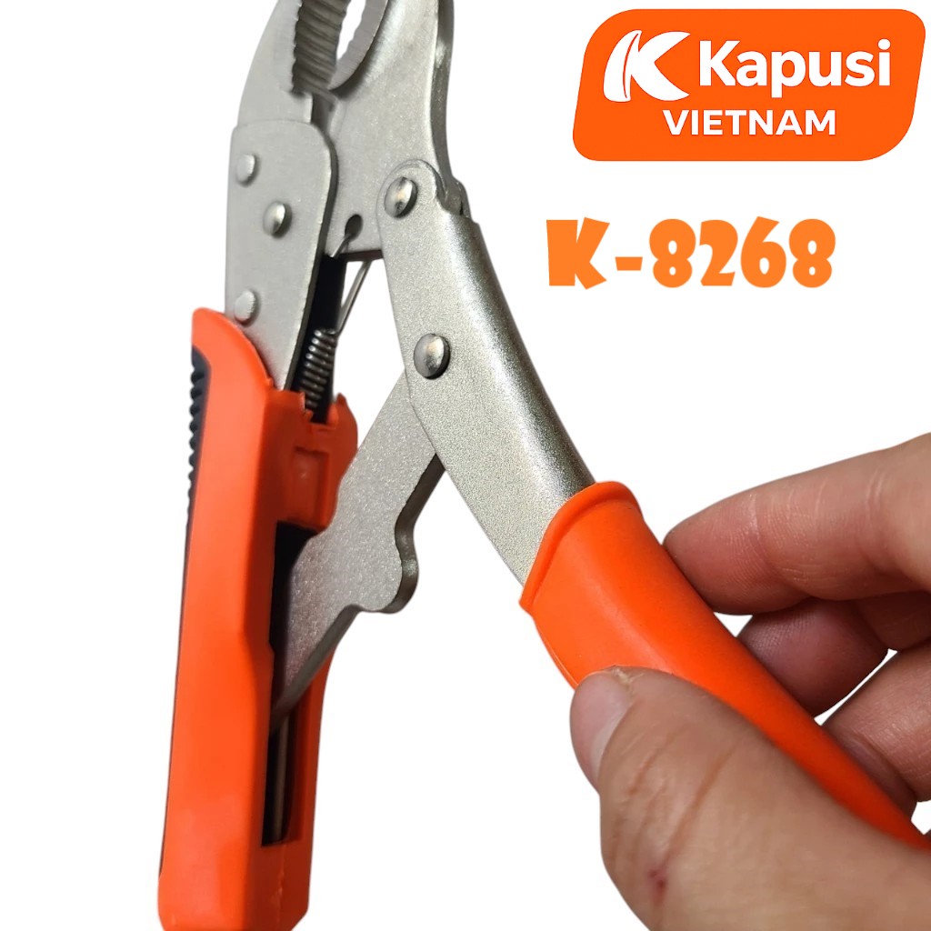 Kìm Chết Tay Bọc Nhựa Kapusi K-8268 10 Inch – Thép Cr-V Siêu Bền, Kẹp Chắc 20–65mm, Chống Gỉ, Bh 12 tháng