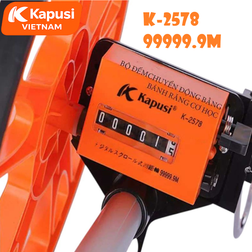 Thước Đo Khoảng Cách Bánh Xe Kapusi K-2578: Đồng Hồ Cơ 5 Chữ Số - Gập Gọn - Chân Chống Vững Chãi, Bh 12 tháng