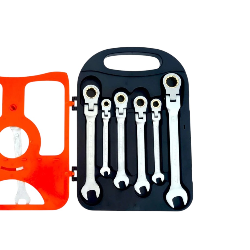 Bộ cờ lê vòng miệng tự động đảo chiều lắt léo KAPUSI 7 chi tiết K7733 8-19mm, thép CR-V, bánh cóc 72 răng, Bh 12 tháng