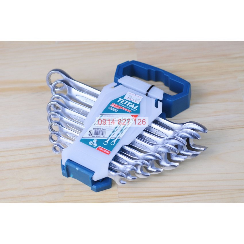 Bộ cờ lê vòng miệng 8 chi tiết TOTAL THT102286-I size 6-19mm, chất liệu Cr-V siêu cứng