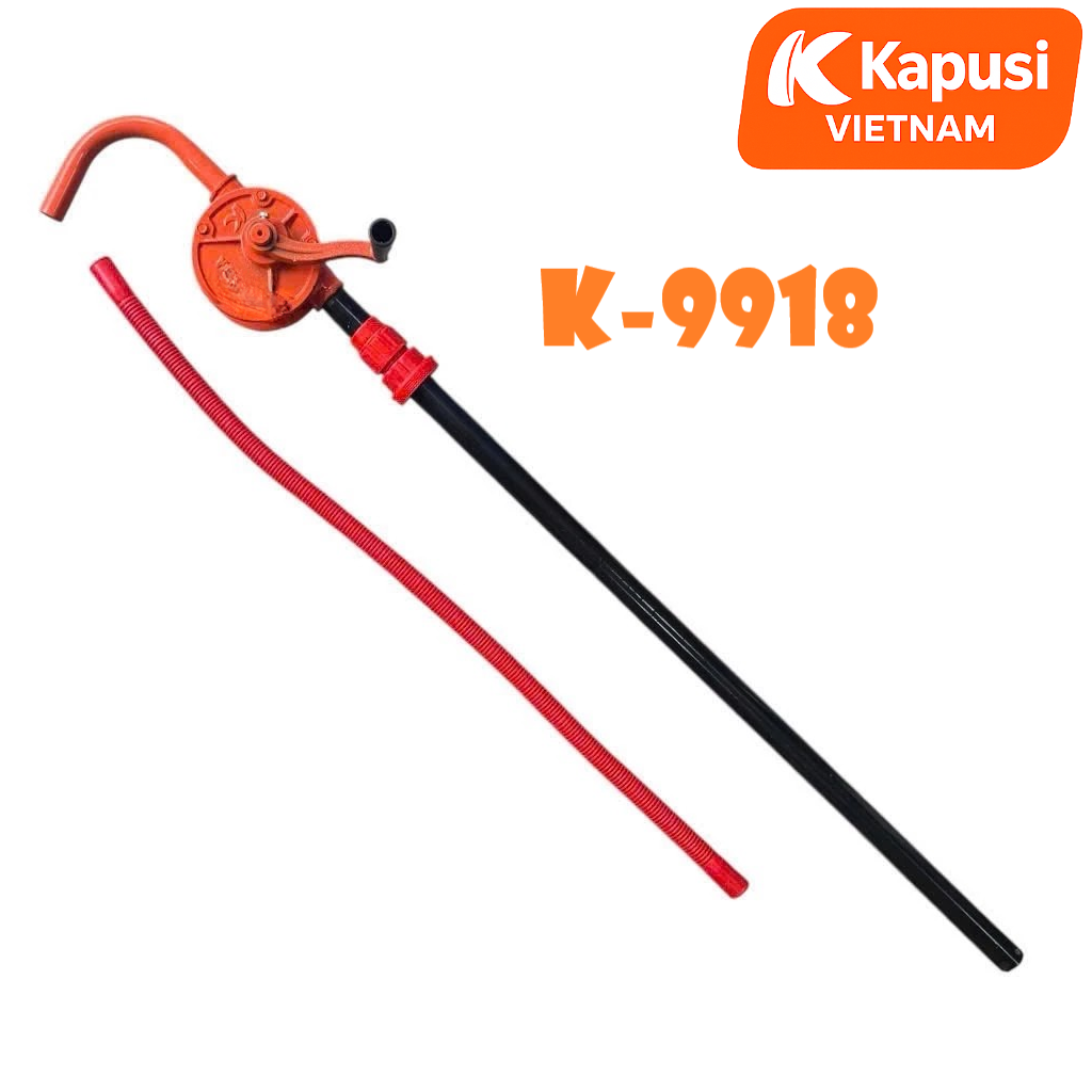 Bơm Quay Tay Hút Dầu Thùng Phuy Kapusi K-9918 Thân Gang Ống Vào 32mm Cao Cấp -Cây Quay Dầu Nhớt Công Nghiệp, Bh 12 tháng