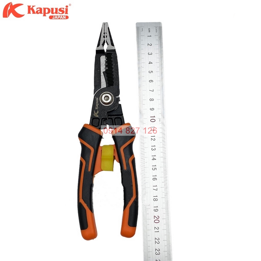 Kìm cắt tuốt dây điện đa năng KAPUSI K-9102 210mm 6 trong 1 kẹp-cắt-vặn-tuốt dây