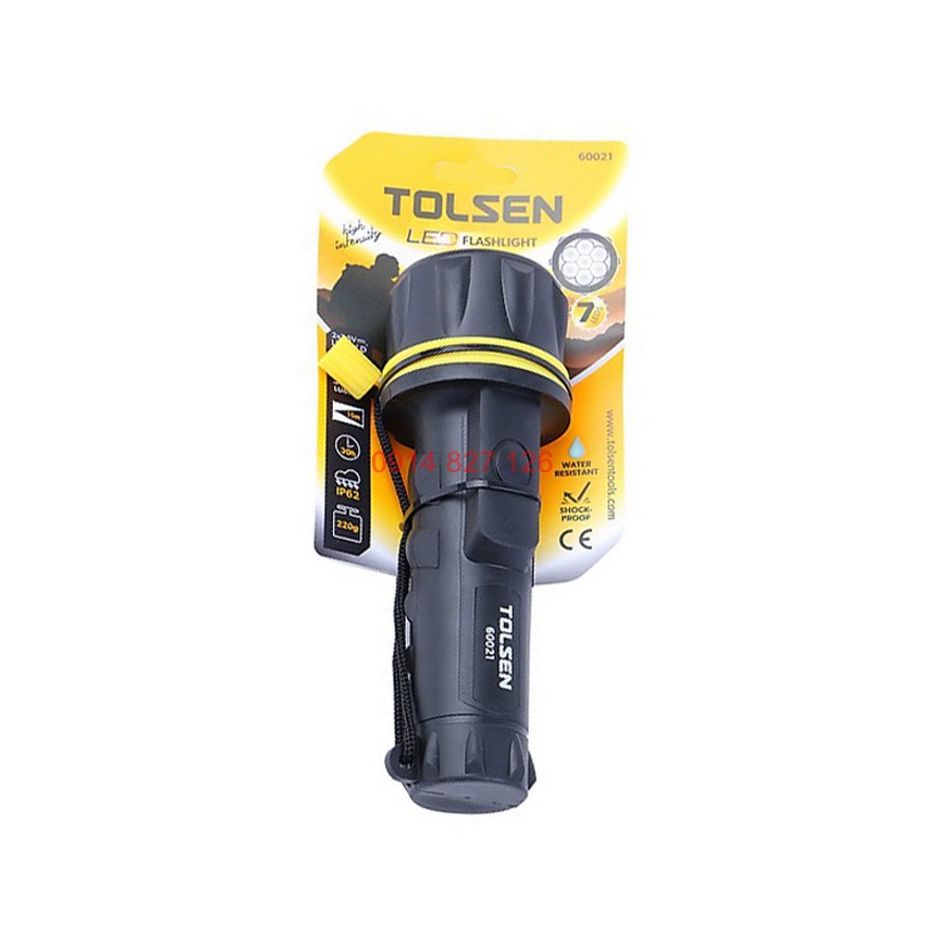 Đèn pin hãng Tolsen 60021, 7 bóng LED chiếu sáng được liên tục trong 30 giờ