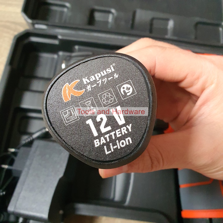 Máy khoan pin hãng Kapusi Japan cao cấp 12V không chổi than, Mô tơ lõi đồng