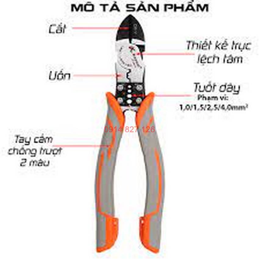 Kìm điện, Kìm cắt, kìm nhọn hãng Kapusi Japan loại 1 cỡ từ 7,5-8-8,5 inch,thép CR-V