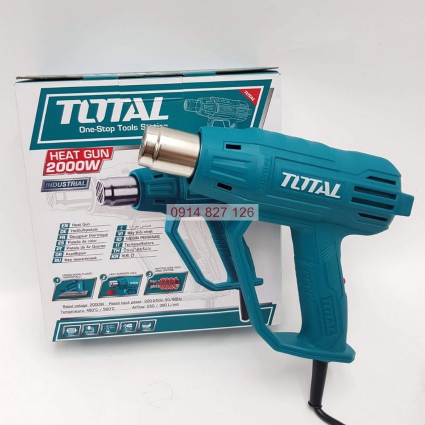 Máy khò nhiệt cầm tay Total TB200365, công suất: 2000W, 2 mức nhiệt 350/550