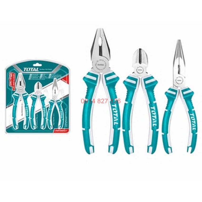 Bộ 3 kềm đa năng TOTAL THT1K0301 Kìm cắt kềm răng điện kềm mũi nhọn thép crv