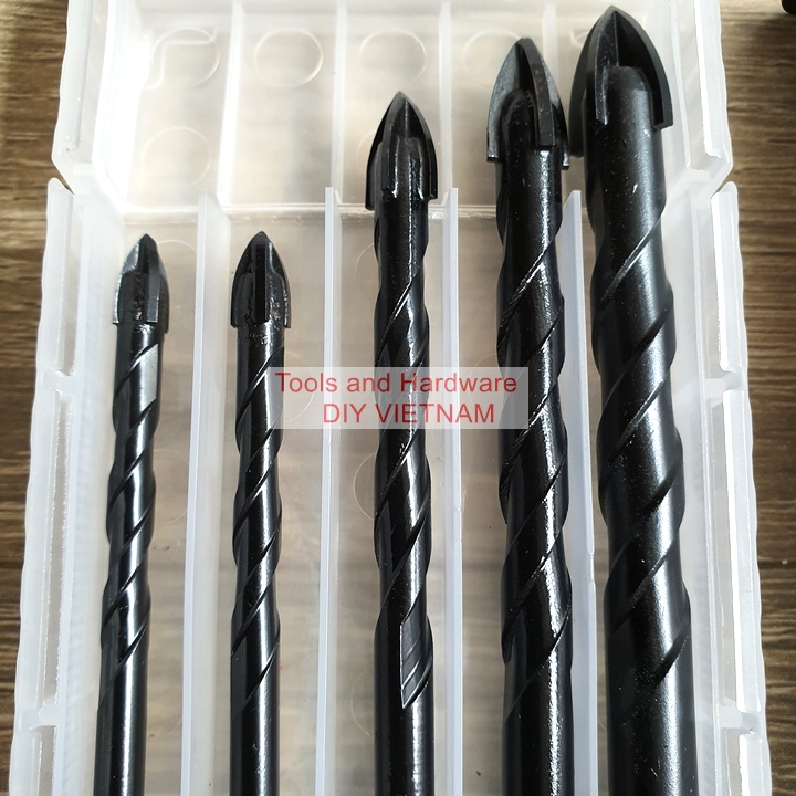Hộp 5 mũi khoan đa năng K-3612 hãng Kapusi chuôi lục giác các gồm các cỡ hai mũi 6m và mũi 8, 10, 12mm