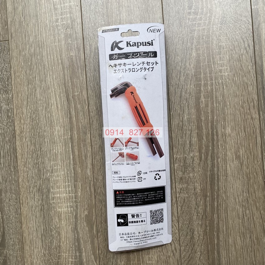 Bộ lục giác bi đen chữ L KAPUSI K-0196 8 chi tiết từ 1.5-10mm