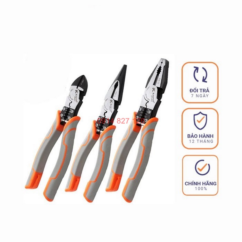 Kìm điện, Kìm cắt, kìm nhọn hãng Kapusi Japan loại 1 cỡ từ 7,5-8-8,5 inch,thép CR-V