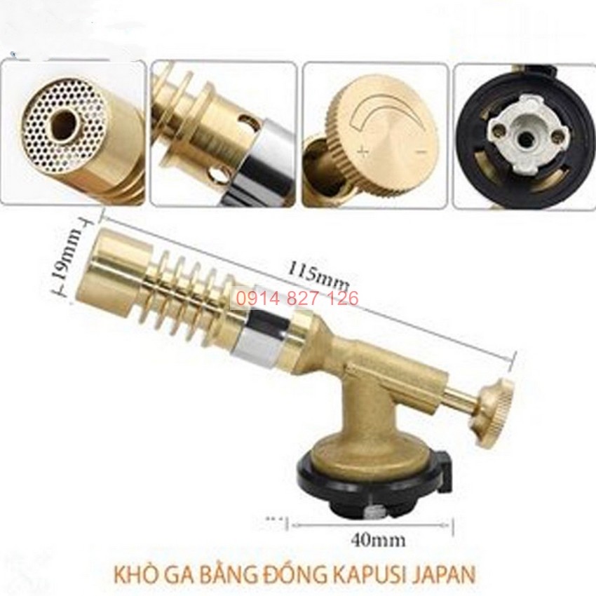 Đèn khò gas hợp kim đồng KAPUSI Nhật bản K-8010 115mm lên tới 1500 độ C, hàn ống đồng