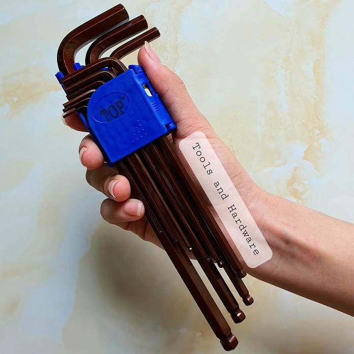 Bộ Lục Giác Đầu Bi Hãng TOP Đài Loan 9 Cây Chữ L 1.5-10mm Chiều Dài 25mm