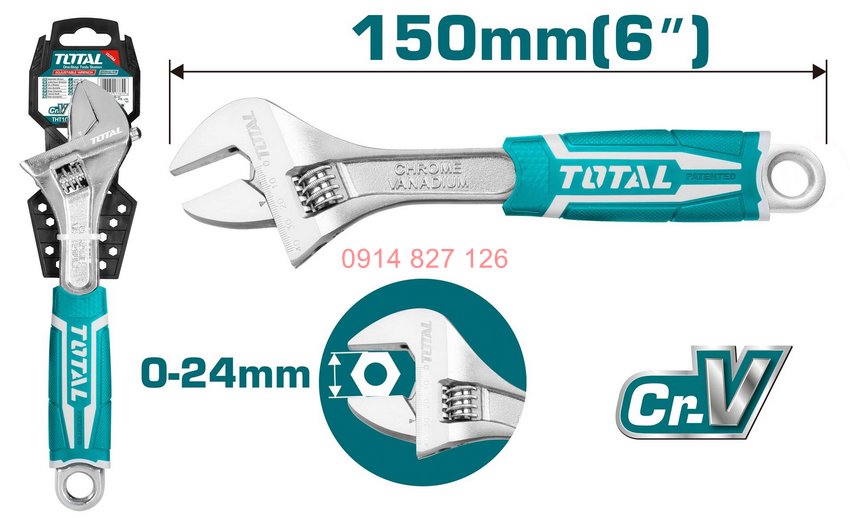 Mỏ lết công cầm tay đa năng TOTAL THT101066 6inch -12inch, cờ lê thép Cr-V