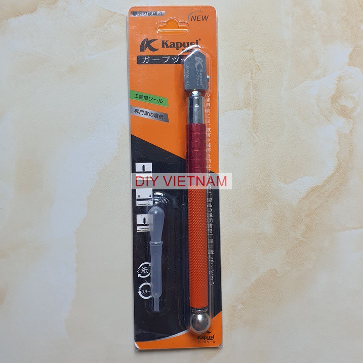 Dao cắt kính K-8737 KAPUSI 4.0MM , cán hợp kim cao cấp, dài 180mm, Cắt kính dày 2 - 19MM