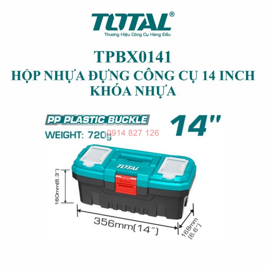 Hộp đựng đồ nghề TOTAL TPBX0141 hộp dụng cụ khóa nhựa tủ chất liệu nhựa PP