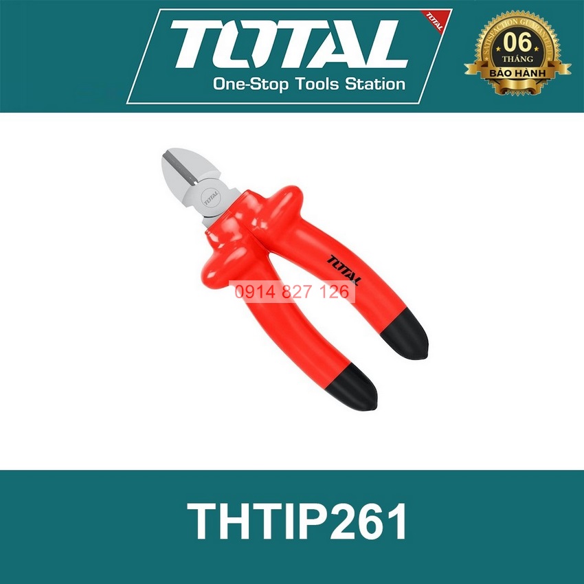 Kìm cắt cách điện 1000V TOTAL THTIP261 6inch kềm cắt cách điện thép C-rV siêu bền cứng