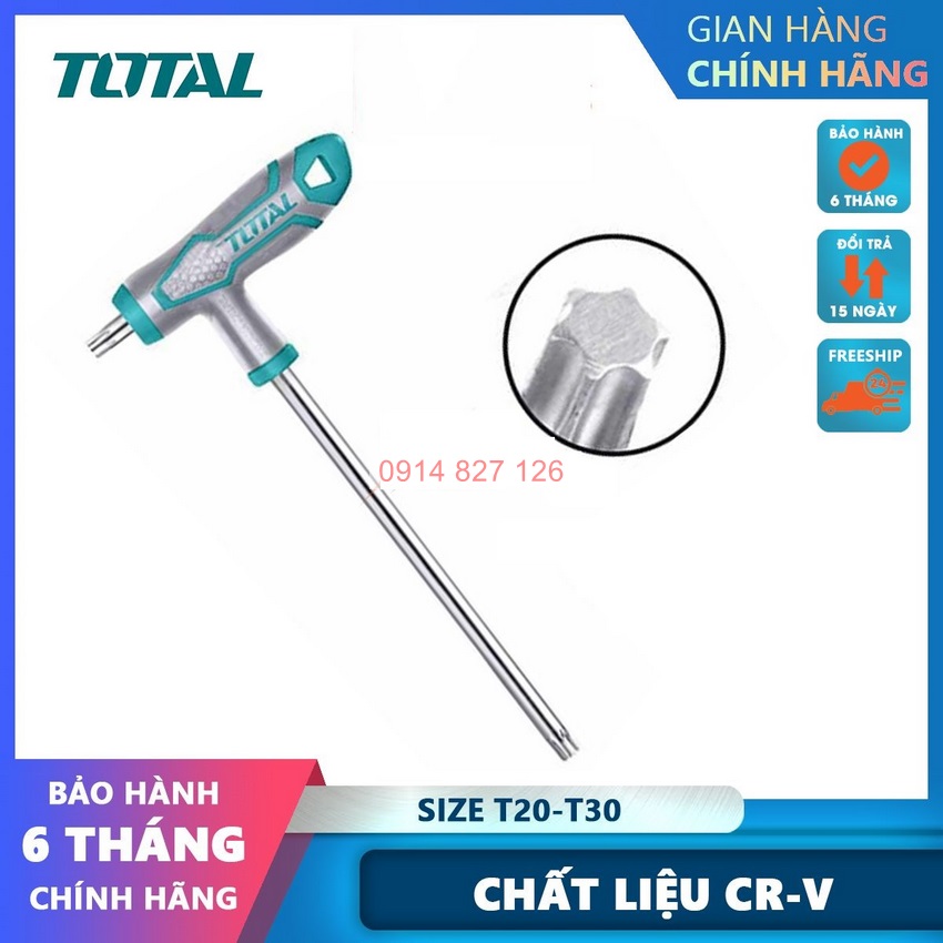 Bộ 8 chìa lục giác bông tay cầm chữ T TOTAL THHW8083 chịu nhiệt Lục giác Chất liệu Cr-V, mạ Crom