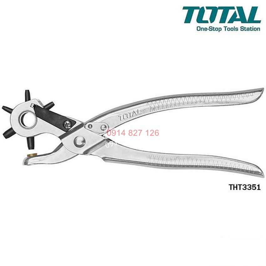 Kìm bấm lỗ TOTAL THT3351 kềm đục lỗ, 0.3kg, hỗ trợ bấm lỗ tròn, lỗ dẹt và lỗ hình oval, bầu dục