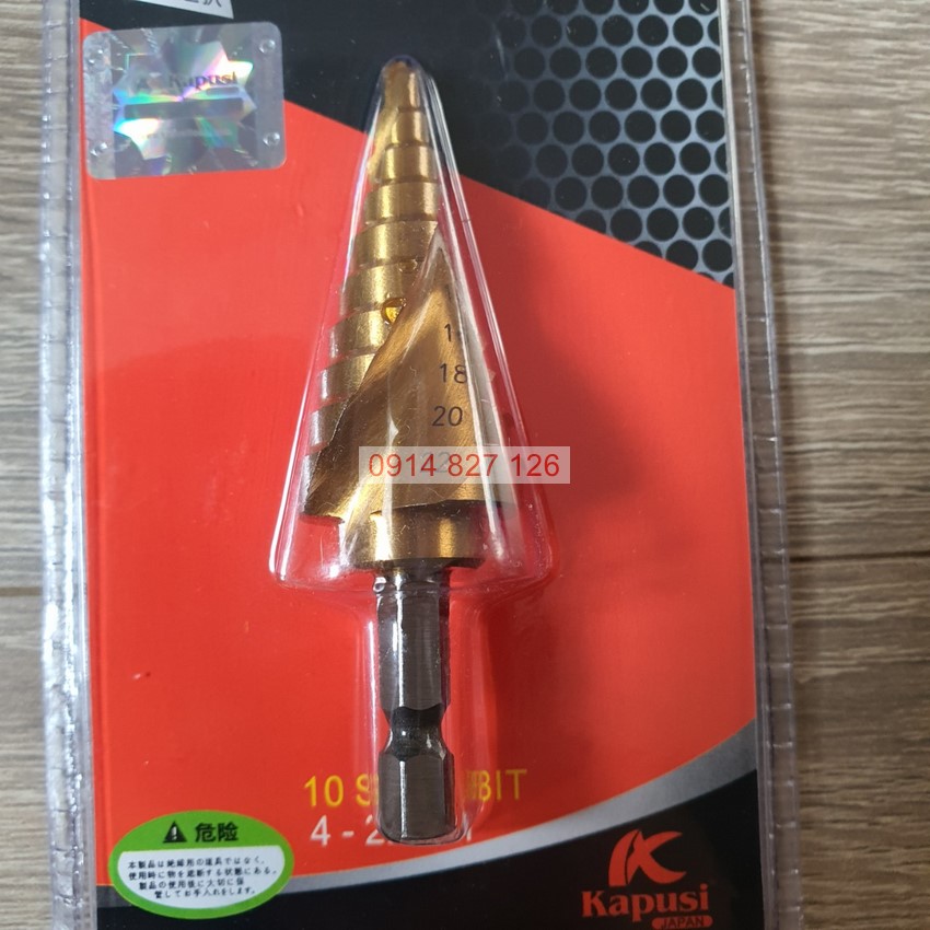 Mũi khoan tháp xoắn chân lục giác KAPUSI cỡ 4-12mm 4-22mm 4-32mm, thép HSS4241 titanium, Bh 12 tháng diy-vietnam