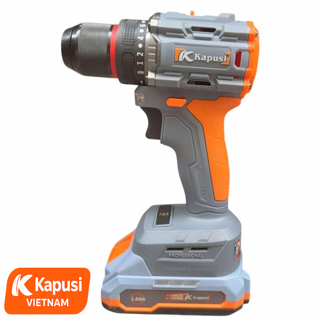 Máy Khoan Pin Kapusi K6878 21V Động Cơ Không Chổi Than Brushless - Lực Siết 85N.m Đầu Kẹp Kim Loại 10mm Khóa Trục, BH12T