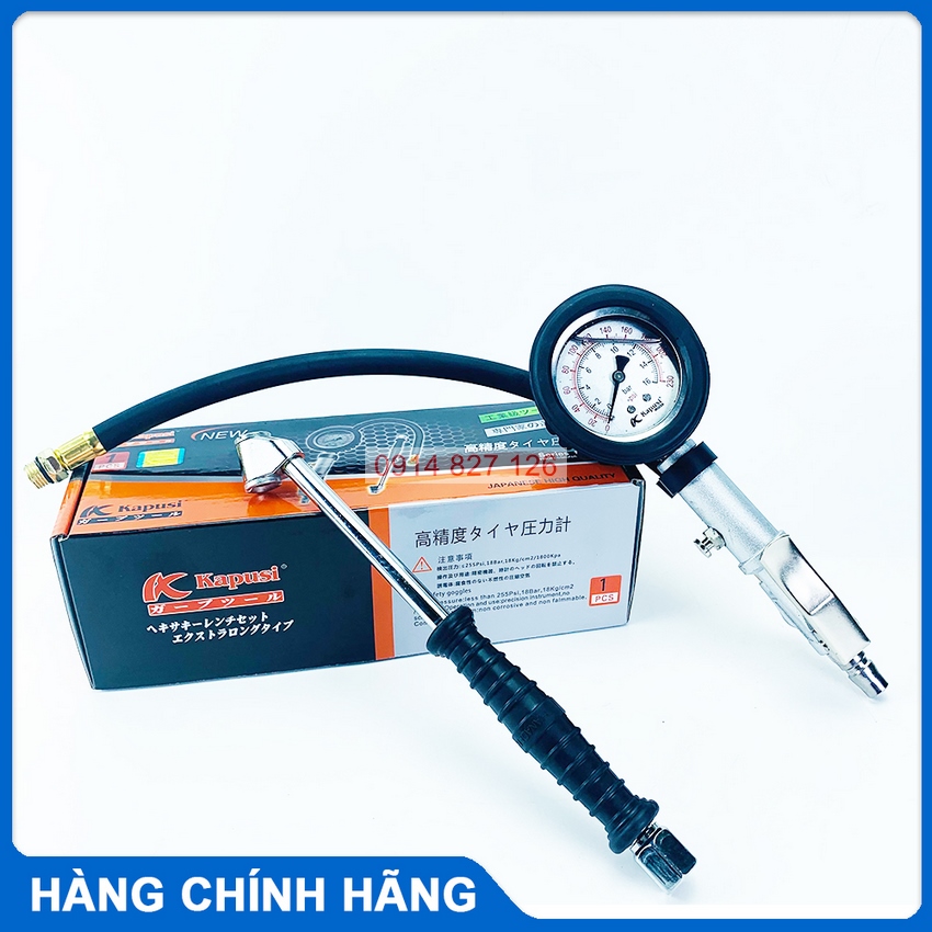 Bơm lốp cao cấp khí nén KAPUSI K-1091 3 chức năng, đồng hồ đo áp suất, đầu bơm 2 đầu tiện lợi