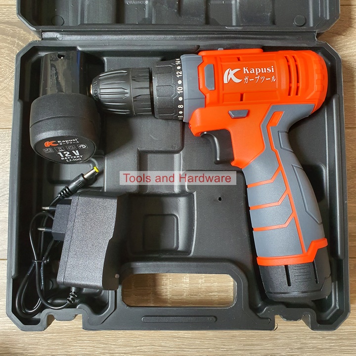 Máy khoan pin hãng Kapusi Japan cao cấp 12V không chổi than, Mô tơ lõi đồng