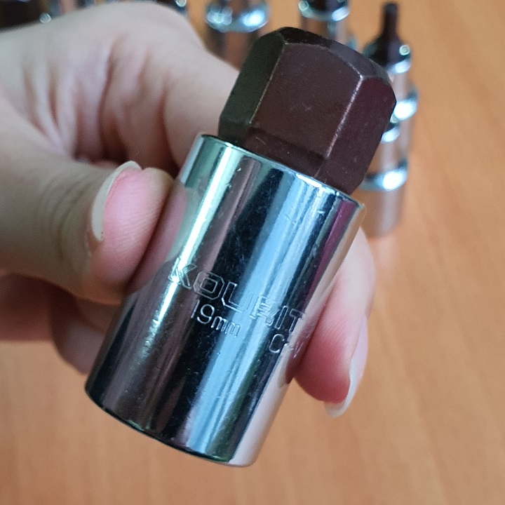 Đầu Khẩu Lục Giác Chân 1/2 Inch KOURITSU Thép Cr-V Cứng Cáp - Đầu Tuýp Lục Giác Đủ Cỡ Từ 4mm Đến 19mm, BH 12 tháng
