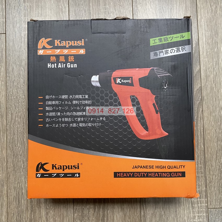 Máy khò nhiệt 2000W KAPUSI Japan, nhựa cao cấp, Đầu nòng inox 304 rất dày