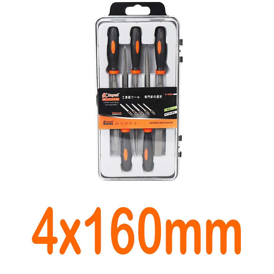 Bộ Dũa 5 Chi Tiết 4x160mm Kapusi K-3899 kim loại, cán bọc nhựa, chiều dài 160mm, Bh 12 tháng