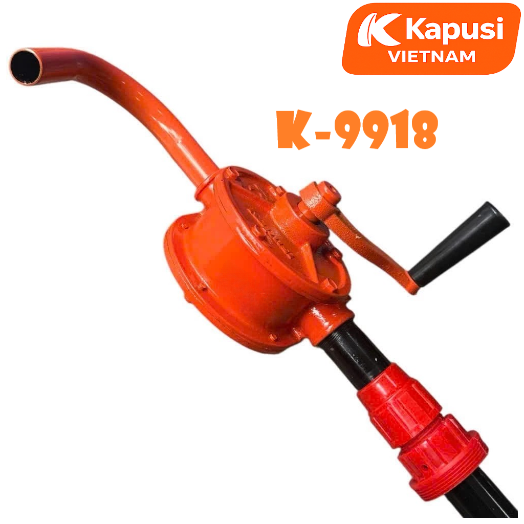 Bơm Quay Tay Hút Dầu Thùng Phuy Kapusi K-9918 Thân Gang Ống Vào 32mm Cao Cấp -Cây Quay Dầu Nhớt Công Nghiệp, Bh 12 tháng