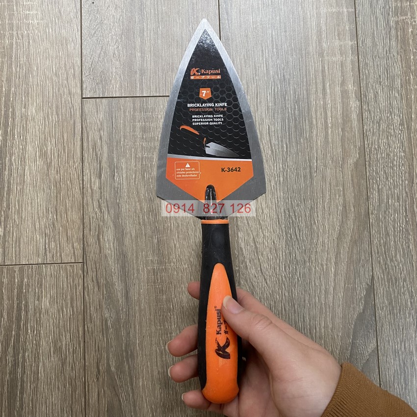 Bay lát gạch đầu nhọn K-3640, K-3642, K-3644 cỡ 6,7,8 inch Kapusi, tay cầm nhựa dùng làm phẳng bề mặt