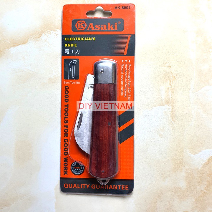 [Ảnh thật] [Chính hãng] Dao gập đa năng hãng Asaki Japan chiều dài 180mm, chức năng tuốt dây điện, cắt đa năng…