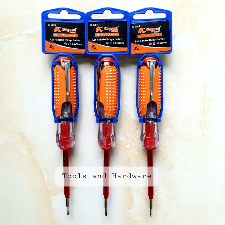 Tô vít thử điện đổi đầu hãng Kapusi K-9066  đã kiểm định chất lượng, đảm bảo an toàn tuyệt đối, có thể đổi đầu 2 cạnh và 4 cạnh, có đèn báo, tay cầm bọc cao su (bút thử điện)