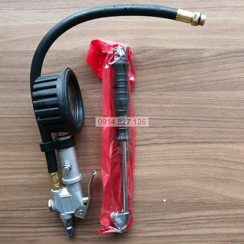 Bơm lốp cao cấp khí nén KAPUSI K-1091 3 chức năng, đồng hồ đo áp suất, đầu bơm 2 đầu tiện lợi