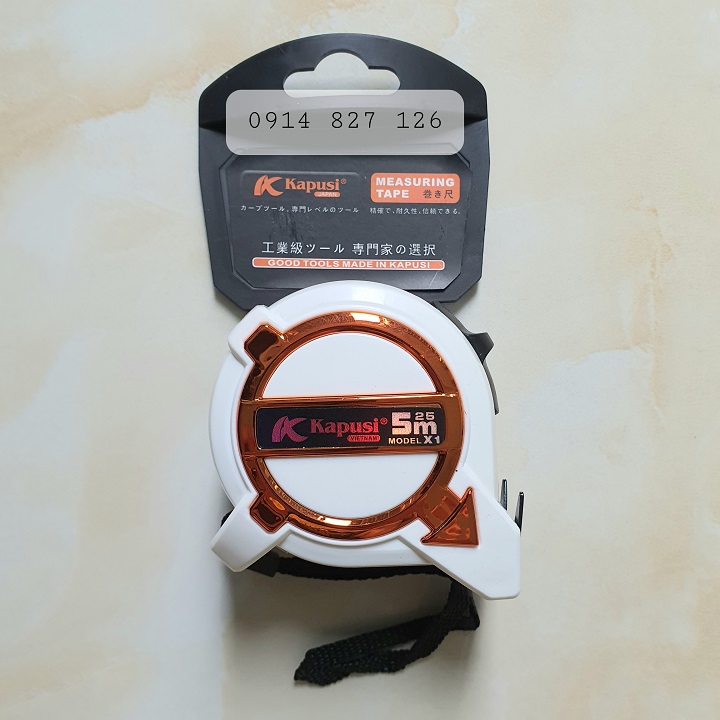 Thước cuộn thép Kapusi K-7056, K-2724 chiều dài 5m có lỗ ban phong thủy