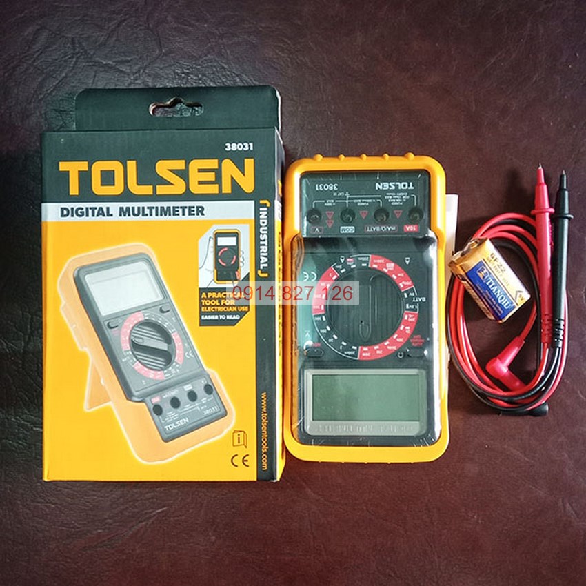 Đồng hồ đo điện vạn năng TOLSEN 38031, nguồn điện: 1,5V; 9V; IEC-61010