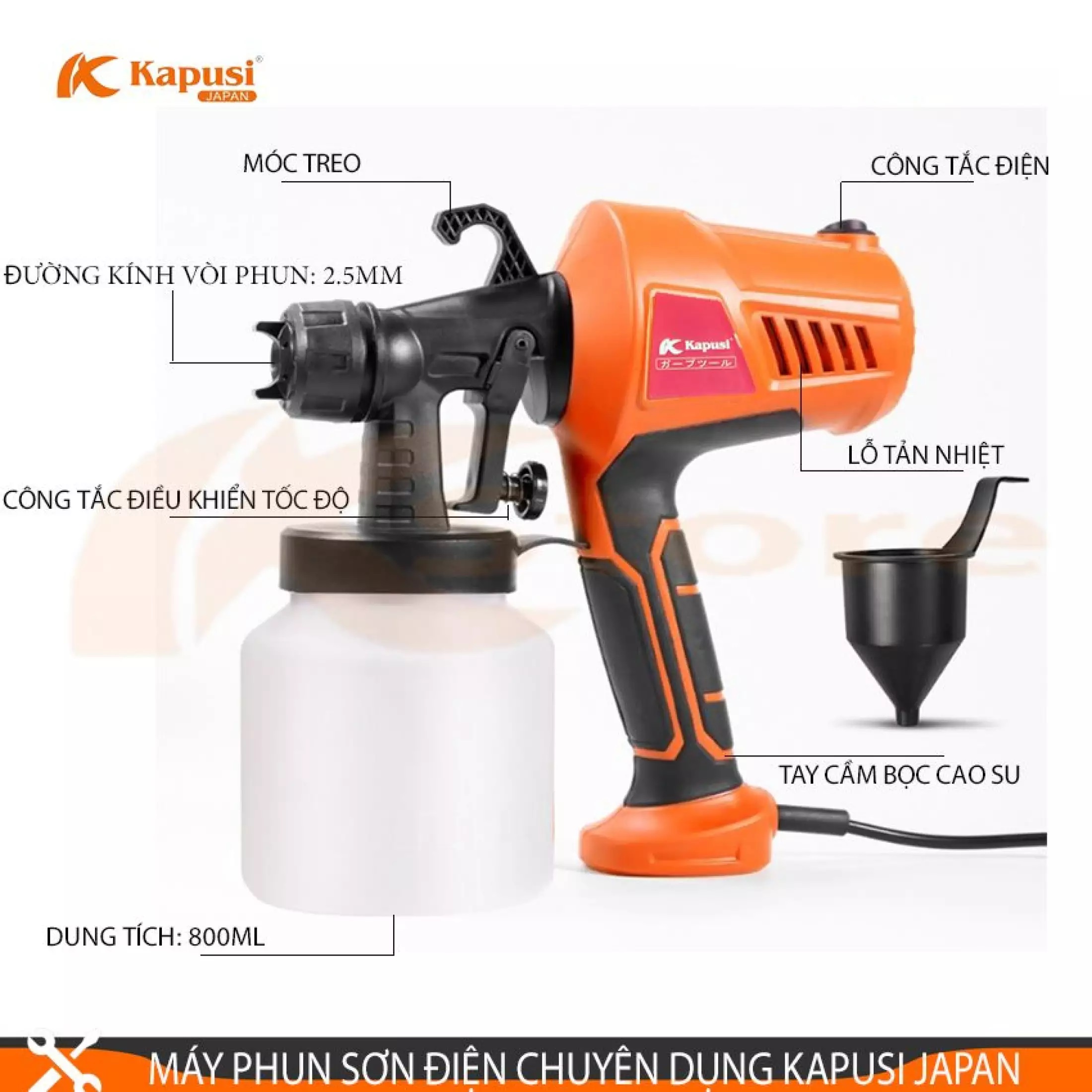 MÁY PHUN SƠN ĐIỆN CẦM TAY KAPUSI K-6900 500W
