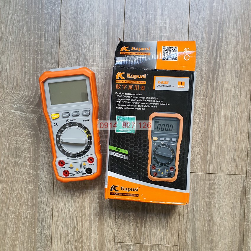 Đồng hồ điện tử vạn năng cao cấp K-9182 KAPUSI , màn LED đo điện AC, DC, NCV test