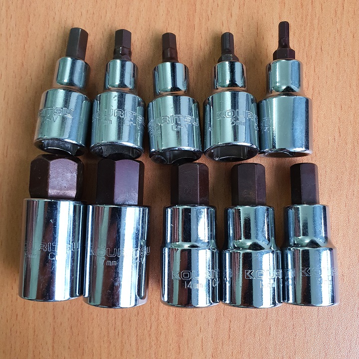 Bộ khẩu lục giác 1/2 10 chi tiết từ 4mm - 19mm hãng Kouritsu