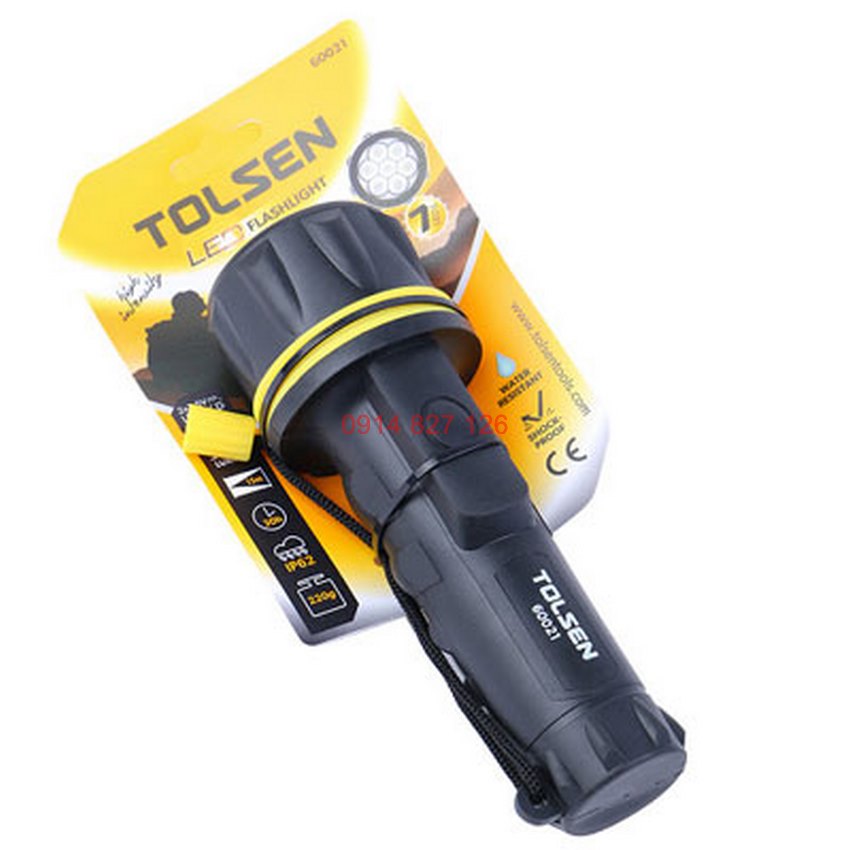 Đèn pin hãng Tolsen 60021, 7 bóng LED chiếu sáng được liên tục trong 30 giờ