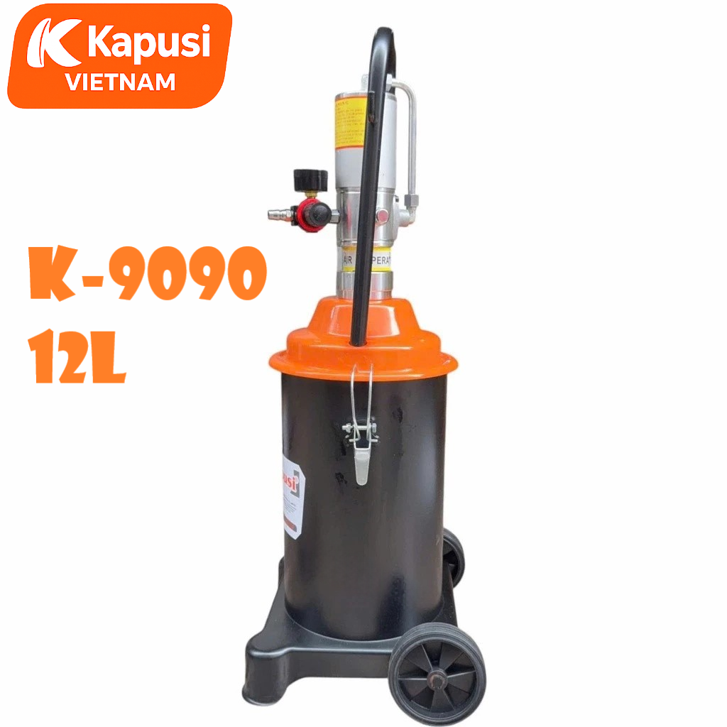 Máy Bơm Mỡ Khí Nén 12L Kapusi K-9090 - Thùng Bơm Mỡ Bằng Hơi Công Nghiệp Tỷ Lệ 50:1 Chính Hãng Tiêu Chuẩn ISO 9001,BH12T