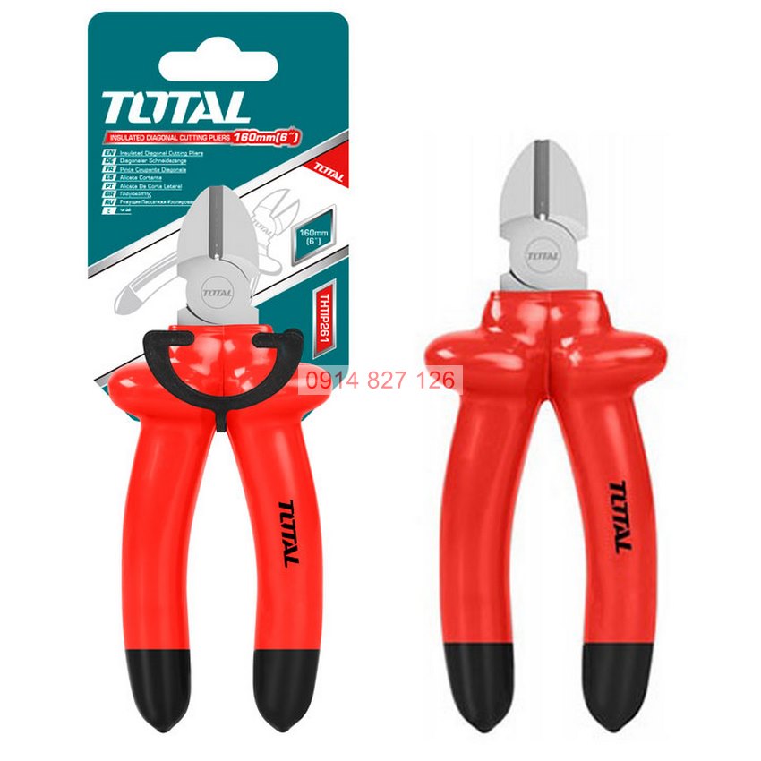 Kìm cắt cách điện 1000V TOTAL THTIP261 6inch kềm cắt cách điện thép C-rV siêu bền cứng