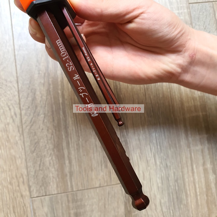Bộ Lục Giác Thép Nâu Đầu Bi Hãng Kapusi K-7408 9 Cây Chữ L 1.5-10mm, Chất liệu thép CR-V6150