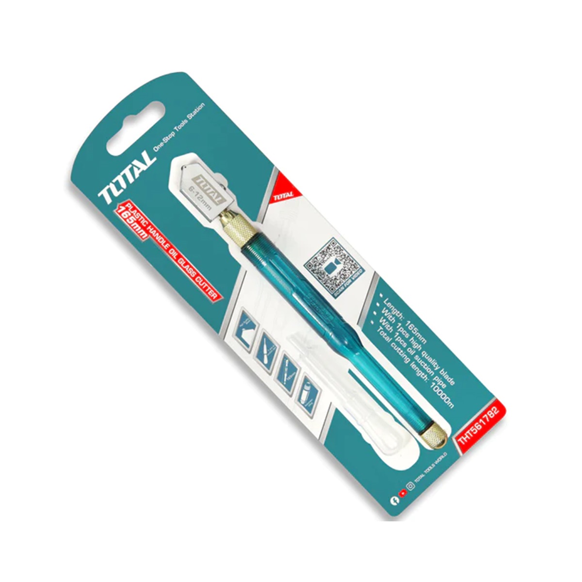 Dao cắt kính TOTAL THT561782 165mm tay bền chắc, lưỡi sắc bén